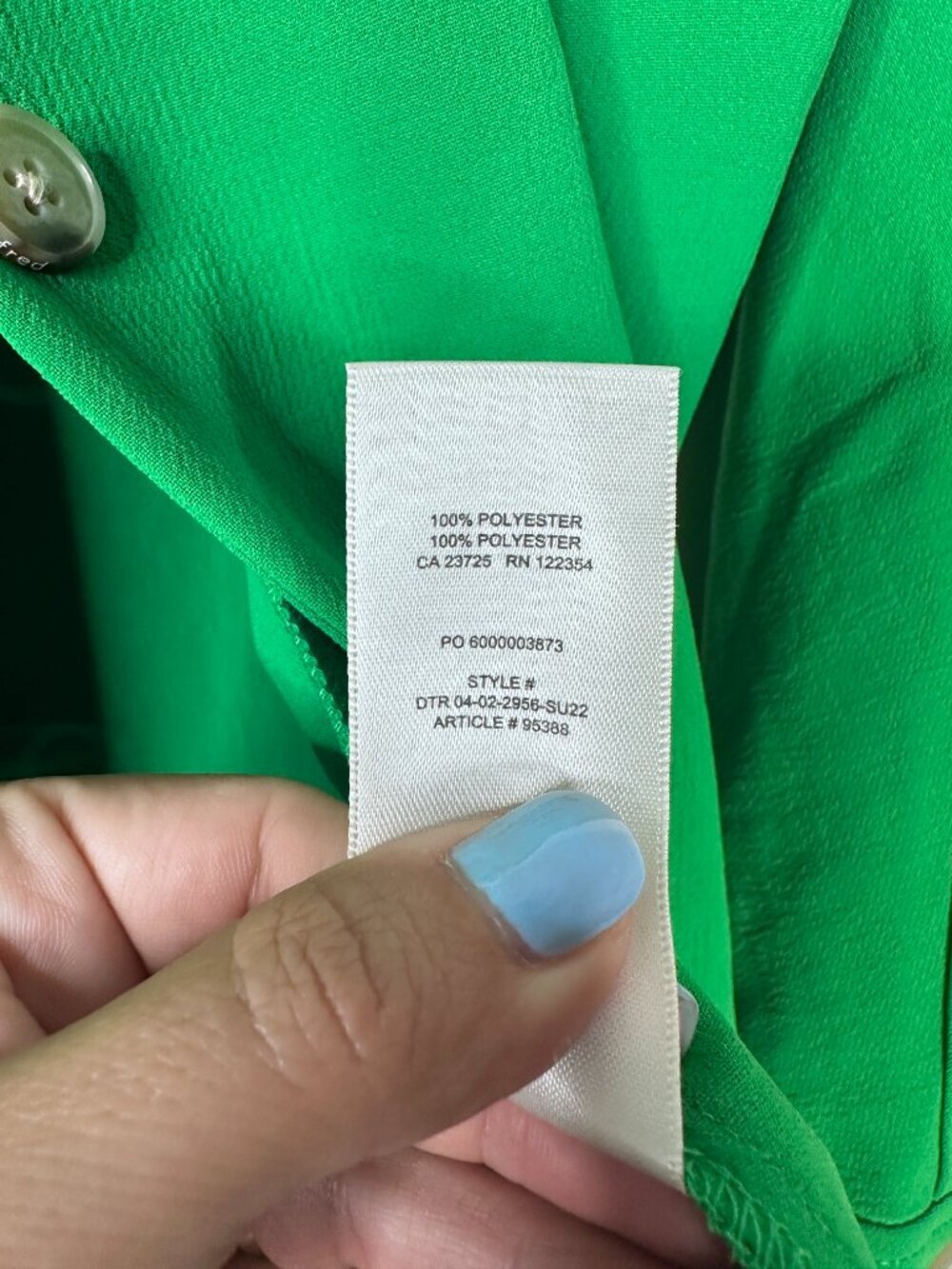 Aritzia Wilfred Freeform Shirt Button-Down Notched Lapel Green 2XS #A1835 - Picture 5 of 7
